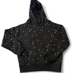 Kids Black Heart-Print Hoodie Sweatshirt